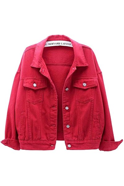 GENERAL ebossy womens Women Candy Color Long Sleeve Loose Denim Jacket Long S...