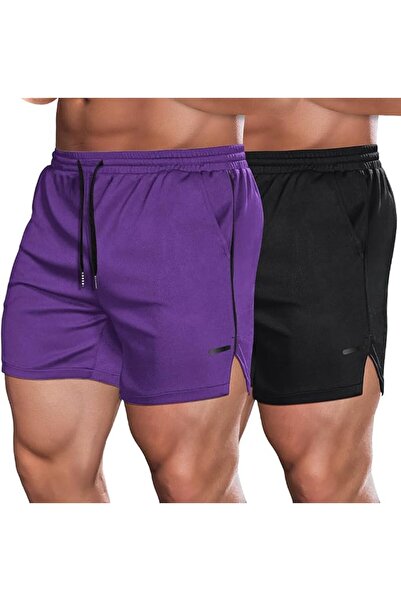 COOFANDY Men's 2 Pack Gym Workout Shorts Mesh Lightweight Bodybuilding Pants ...