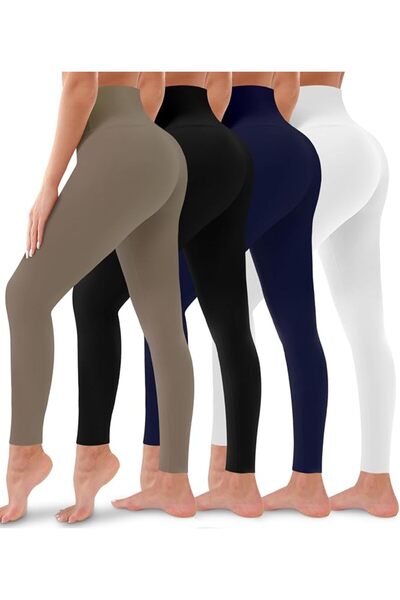 Bluemaple 4 Pack Leggings for Women Butt Lift High Waisted Tummy Control No S...