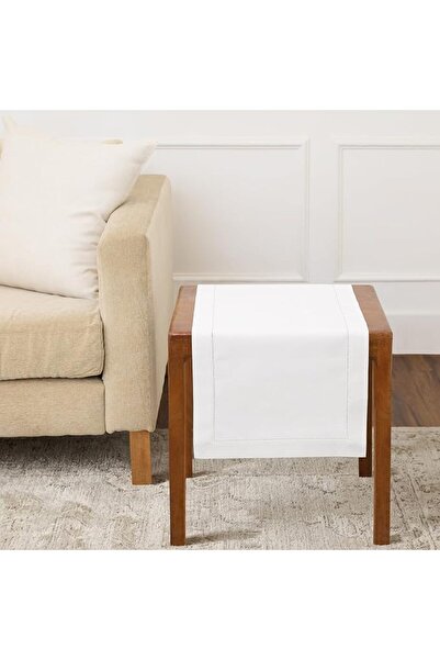 Solino Home Cotton Linen Hemstitch Table Runner – 14 x 36 Inch White Table Ru...