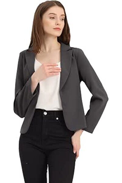 Allegra K Women's Open Front Office Work Business Crop Suit Blazer Jacket