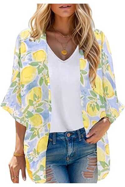 Moss Rose Women's Beach Kimono Coverup Sheer Chiffon Cover Ups, Casual Loose ...