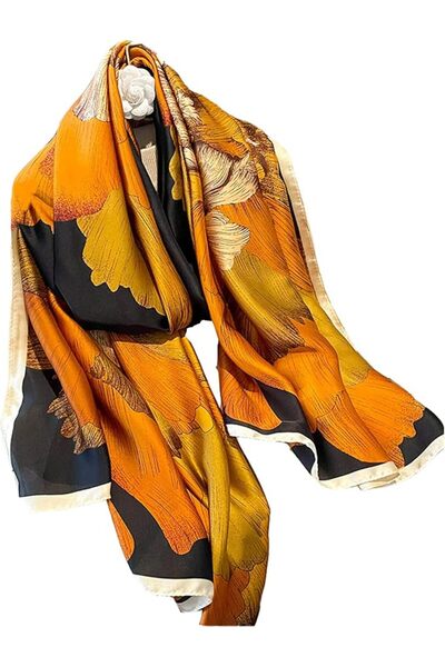 GENERAL Fashion Scarves 100% Satin Silk Scarf Long Lightweight Sunscreen Shaw...