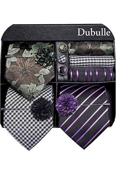 Dubulle Mens Paisely Silk Tie for Men Necktie and Pocket Square Set