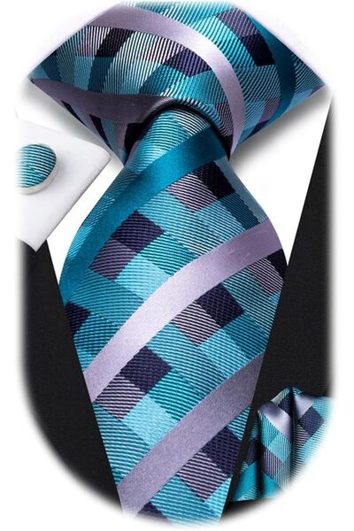 Dubulle Mens Paisely Silk Tie for Men Necktie and Pocket Square Set