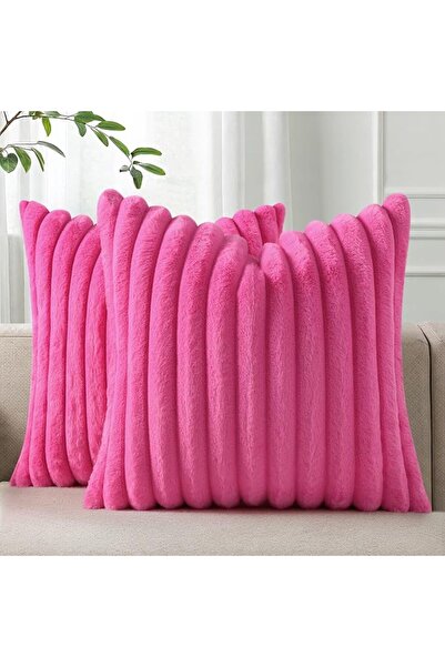 Pallene Faux Fur Plush Throw Pillow Covers 18x18 Set of 2, Luxury Soft Fluffy...
