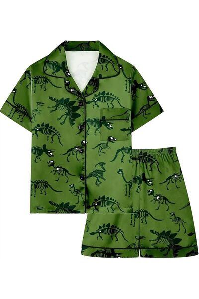 GENERAL Schbbbta Girls Boys Satin Pajamas Set, 2Piece Silk Nightwear Button-D...