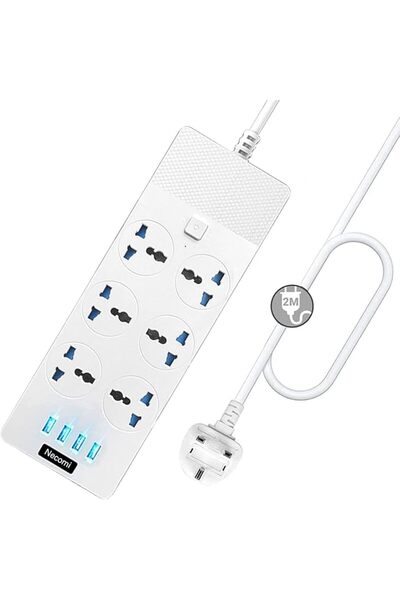 NECOMIC Necomi Power Strips Extension Lead Outlets with 4 (3.1A) USB Hub, 6 G...