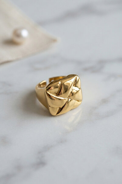 callerrons accessories Adjustable Gold Color Ring with Geometric Origami Desi...