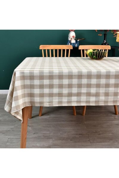 Generic Brand Thick cotton-linen tablecloth, checkered pattern, rectangular t...