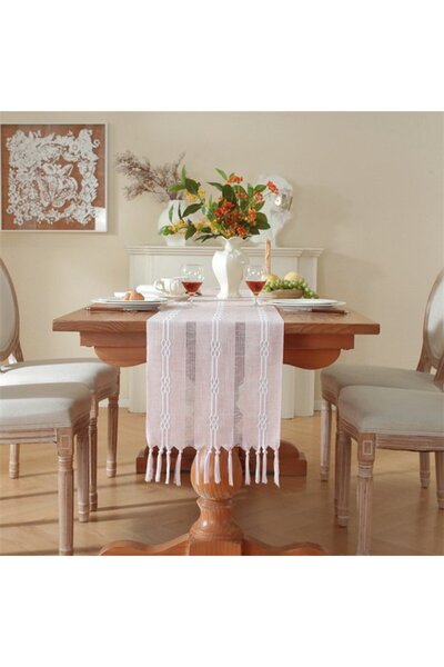 Generic Brand Table runner, bohemian style, cream color, country style, tasse...