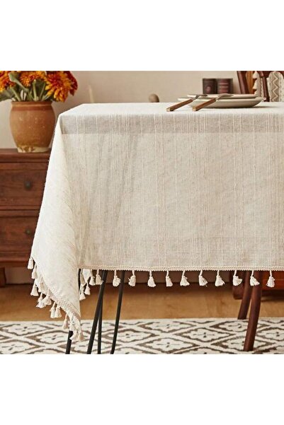 Generic Brand Solid color tablecloth, natural linen texture (100x140 cm) – wi...