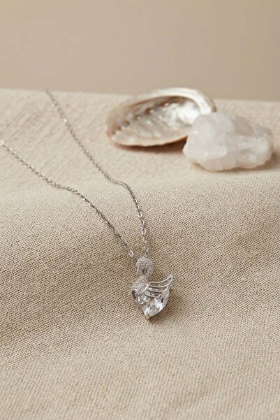 Inure Jewelry سلسلة فولاذية 316L فضية اللون على شكل بجعة للنساء