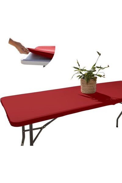 Generic Brand Red rectangular tablecloth - elastic - all occasions - party ta...