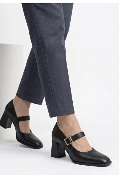 ALFA AKSESUAR 03 Velsy black leather high heeled shoes