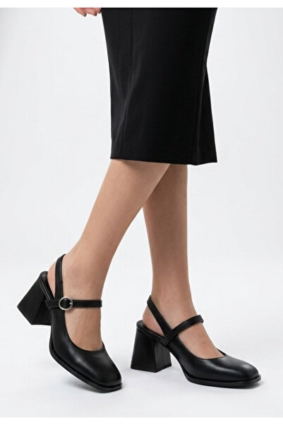 ALFA AKSESUAR 03 Olwia black leather high heeled shoes