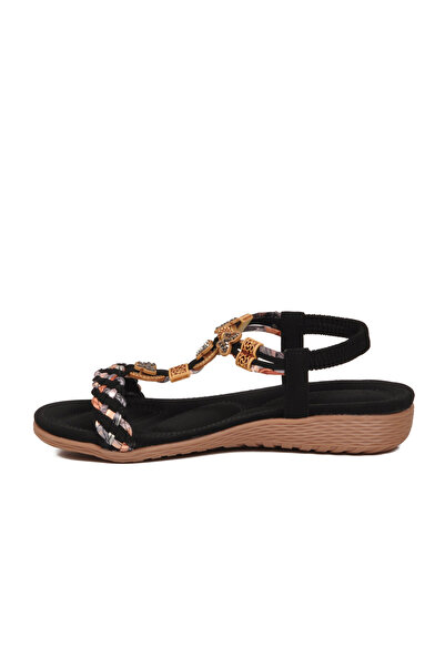 Voyager Women's Black Ankle Strap Stylish Sandals with Padded Sole B106 Z