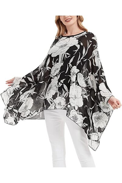 GENERAL Wiiiwish Women's Loose Solid Long Batwing Sheer Chiffon Caftan Wrap P...
