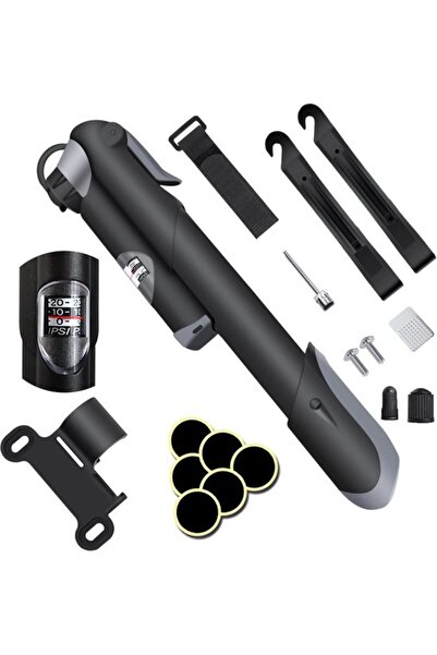 STARSTAR Mini bike pump with gauge + repair kit.