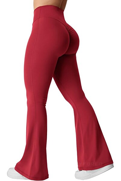 GENERAL YEOREO Kalie Flare Scrunch Leggings for Women V Cross Waist Bell Bott...