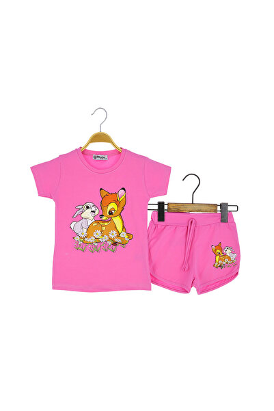 CRASSİ Girl's Shorts Suit Rabbit Gazelle Printed
