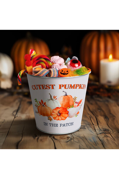 Alista Home Metal bucket, autumn pumpkin decor, 15x13.7 cm