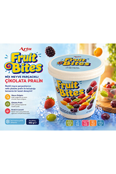Artu Fruit Bites Mix Meyve Parçacıklı Çikolata Pralin – 100 g X 6 Adet