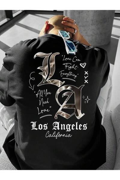 KYMC07 Men'S Los Angeles California Graphic T-Shirt - Oversized Loose Fit Cre...