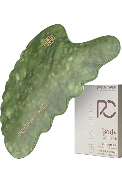 Rena Chris Body Gua Sha Tools, Natural Rose Quartz Jade GuaSha Tool, Manual M...