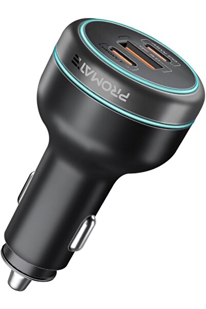 Promate شاحن سيارة بقوة 230 واط، شاحن سريع بمنفذ USB-C مزدوج 140 واط / 45 واط...