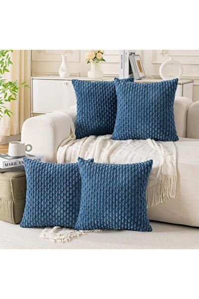 Cozoomy Set of 4 Grey Decorative Throw Pillow Covers 18x18 Inch Corduroy Pill...