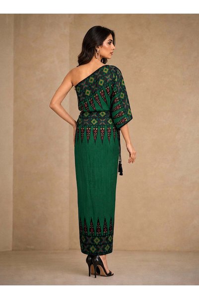 ECSTACY COUTURE Ankara green pleat