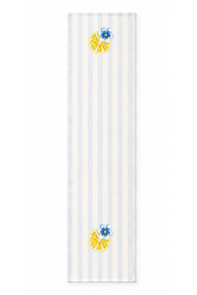 R-EYLA R'Eyla Positano Decorative Runner 50X150 cm – Mediterranean Lemon Patterned Micro Honeycomb Special Design Table Runner