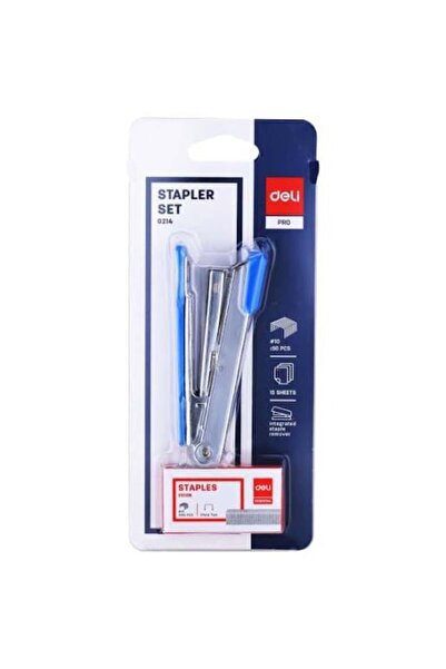 Deli 0214 Small Metal Paper Stapler Set (Size 10) with Staple Box and Built-i...