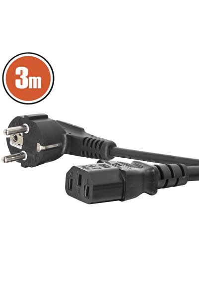 Alista Home Cablu de alimentare IEC C13 la Schuko, 3m, 16A, 250V, 90 °   ungh...
