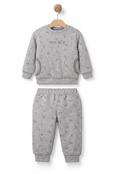 BabyCosy Organic Wear Unisex Baby Top and Bottom Set, Zebra Detailed, Gray Sw...