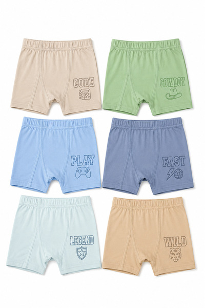 westicgiyim 6-Piece Boys' Boxer Set Cotton Soft Fabric Flexible Waist Printed...