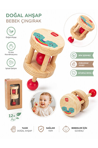 babysch Doğal ahşap bebek çıngırak