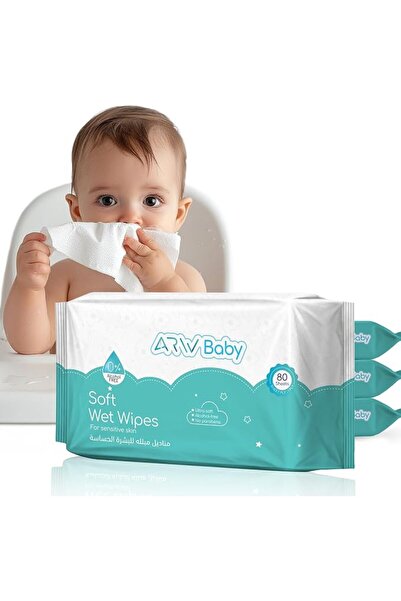 ARW Baby Soft Wet Wipes For Sensitive Skin Alcohol Free 3x80 (240 Wipes)