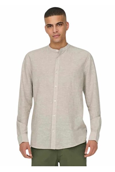 Only & Sons Caiden Ls Solid Linen Πουκάμισο 22019173 – Chinchilla - xxl