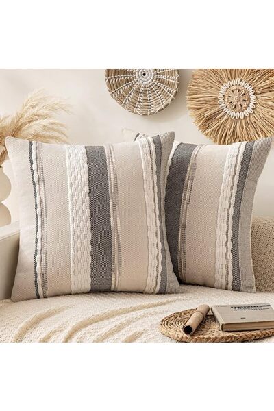 ANRODUO Pack of 2 Boho Decorative Throw Pillow Covers 18x18 Farmhouse Cushion...