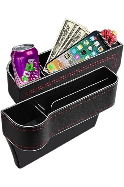 GENERAL Motrk Car Seat Gap Organizer, Stylish Design, Dark Brown, Pu Leather,...