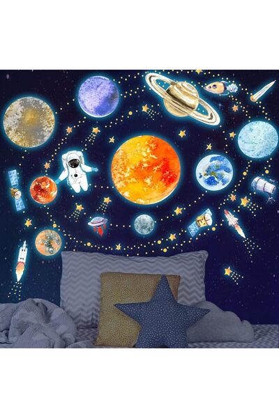 NALACAL Planets and Stars Wall Decals Glow in The Dark, Fluorescent Solar Sys...