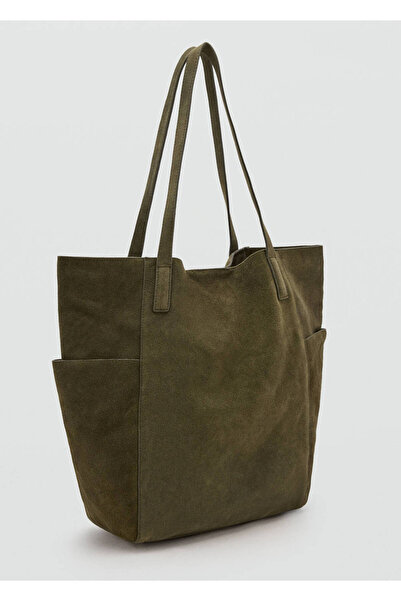 MANGO Woman Deri shopper çanta