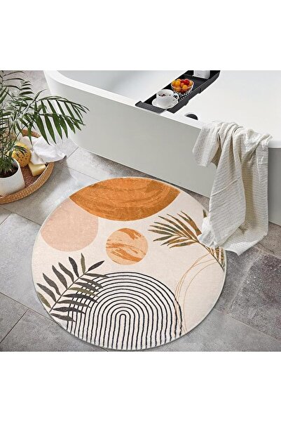 GENERAL Boho Round Rug,3Ft Washable Round Bathroom Rug,Non-Slip Small Circle ...