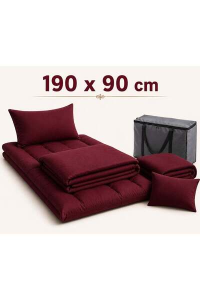 Generic Afras Portable Floor Mattress Set of 3 – Maroon Sleeping Mattress wit...