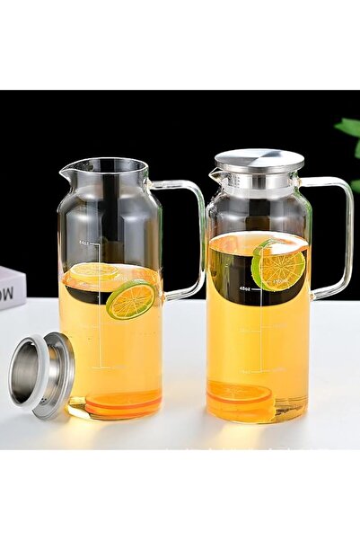GoldenLike 64 oz Glass Pitcher, 1.8 Liter Glass Carafe for Fridge, Glass Wate...