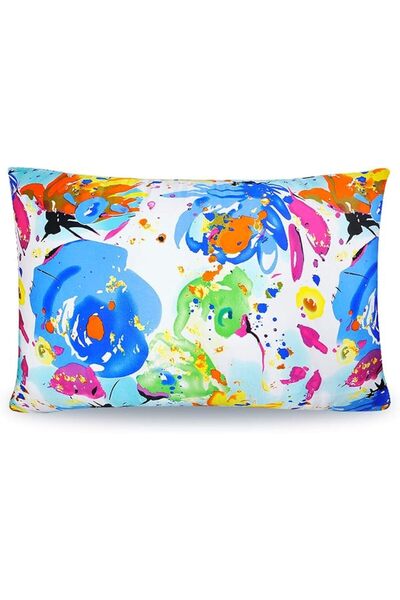 Generic 100% Pure Mulberry Silk Pillowcase, Colorful Floral Design, Zipper Cl...