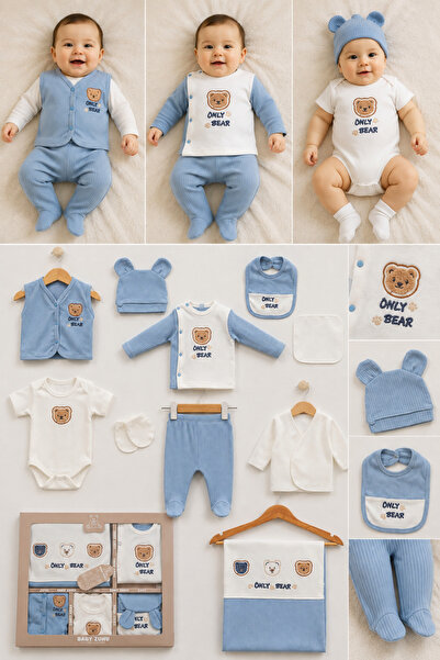 EDM Kidss 100% Cotton 10-Piece Newborn Hospital Discharge Set – Teddy Bear Pa...