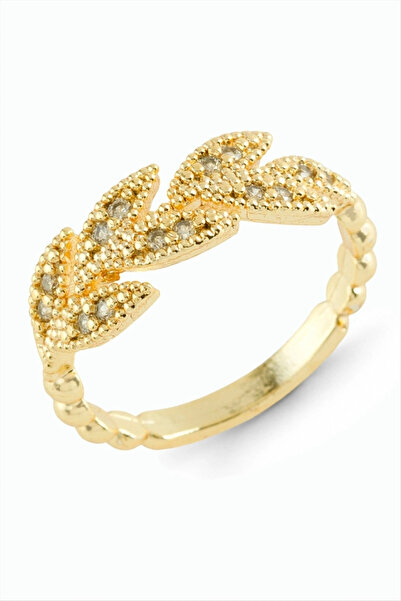 SORA GROUP Leaf Zircon Stone Metal Ring